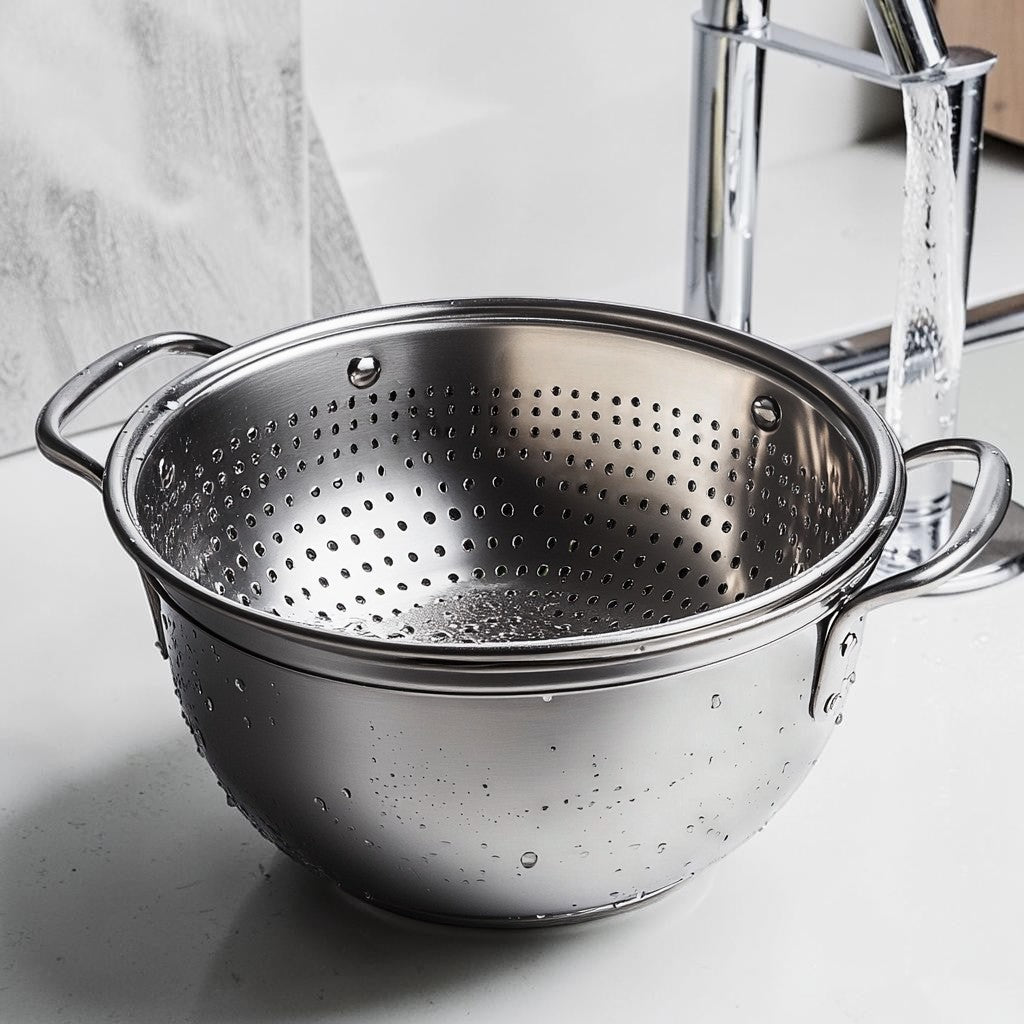 Wact 2-Piece Stainless Steel Colander and Mixing Bowl Set, Micro-Perforated Kitchen Strainer