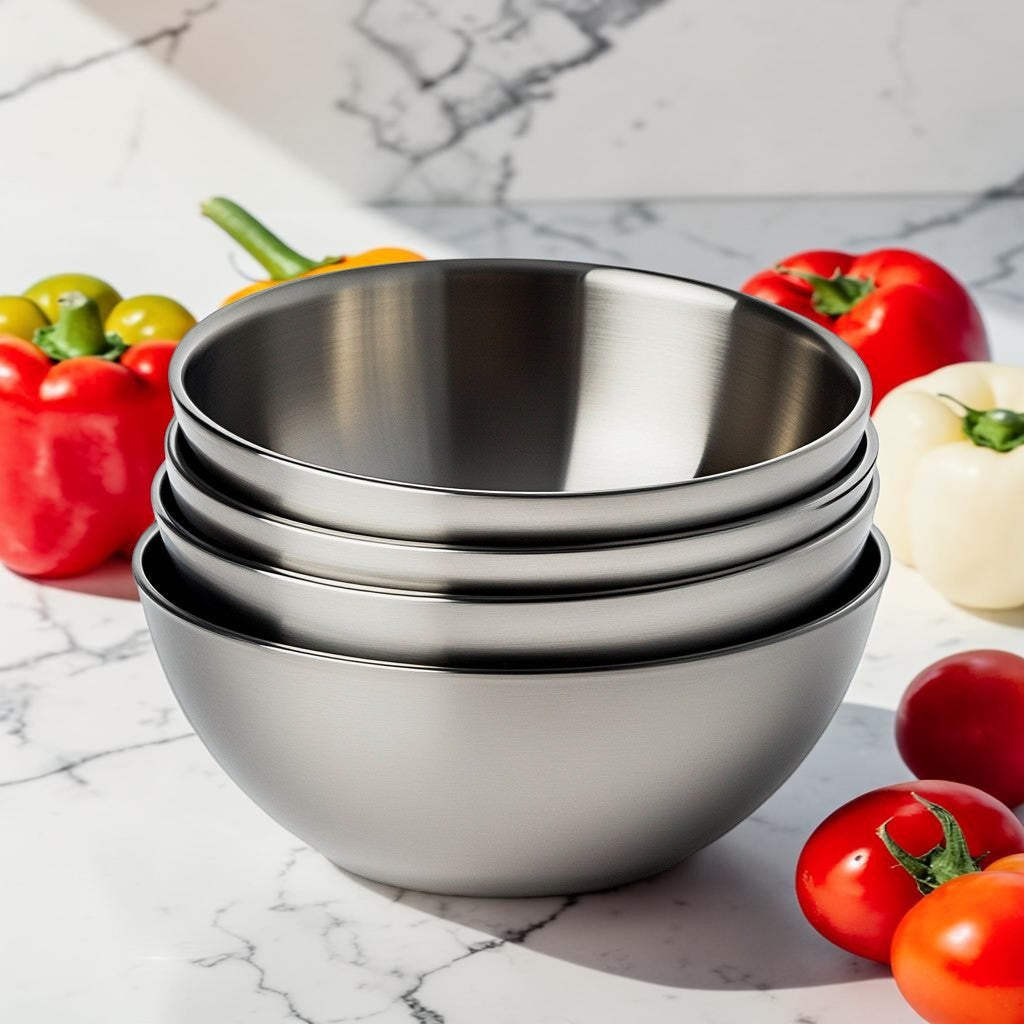 Wact 5-Piece Stainless Steel Mixing Bowls, Nesting and Stackable Kitchen Bowl Set
