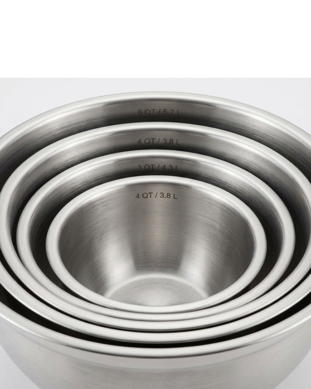Wact Stainless Steel Prep and Mixing Bowls Set of 5 with Measurement Marks - Detail view