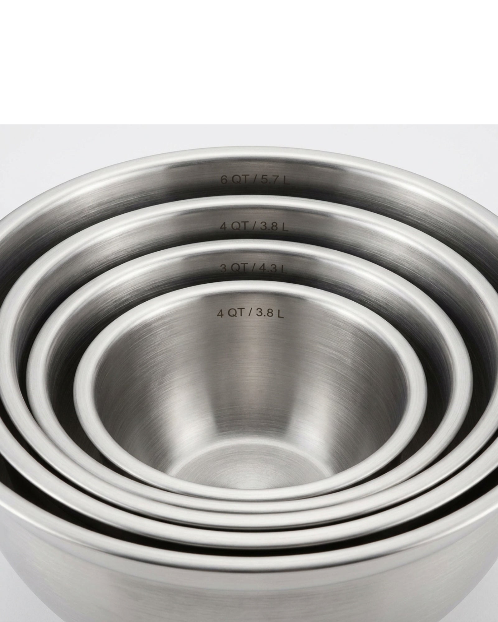 Wact Stainless Steel Prep and Mixing Bowls Set of 5 with Measurement Marks - Detail view