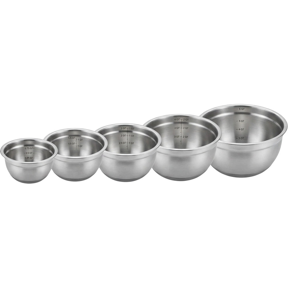 Wact Stainless Steel Prep and Mixing Bowls Set of 5 with Measurement Marks - Product view