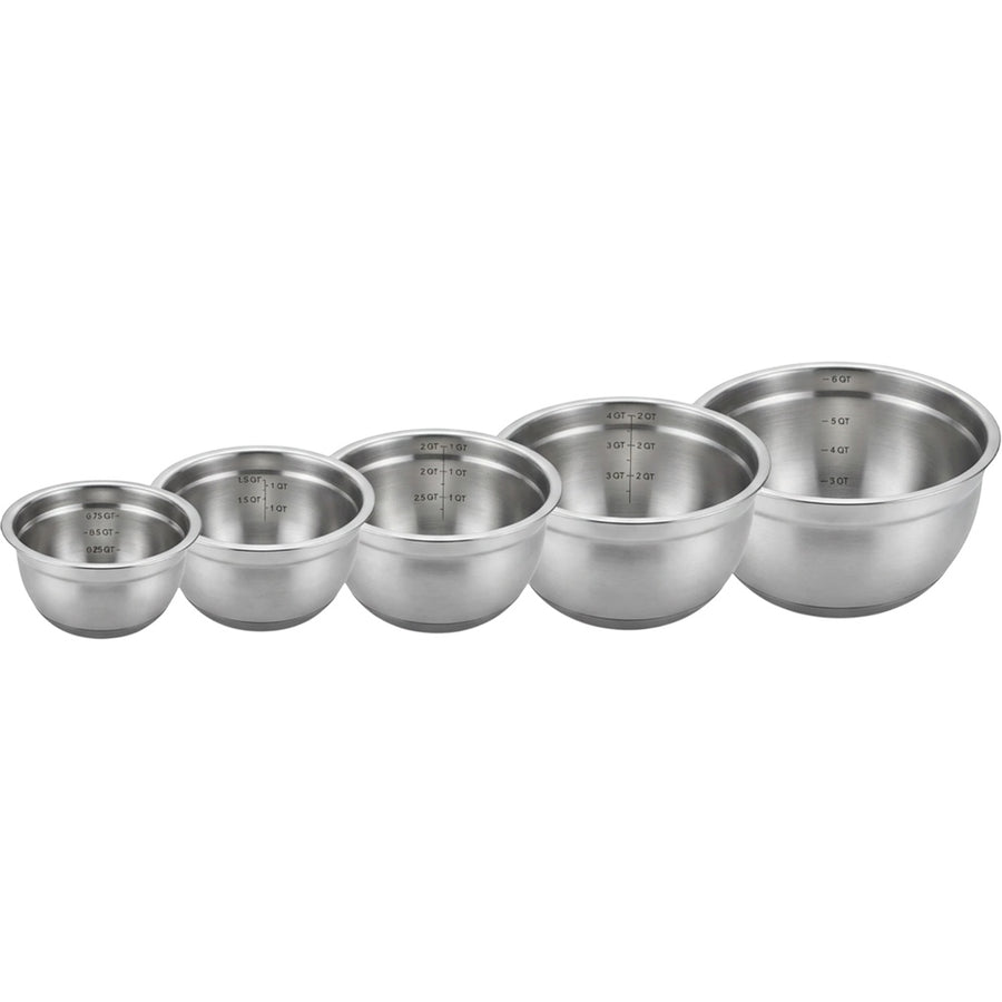 Wact Stainless Steel Prep and Mixing Bowls Set of 5 with Measurement Marks